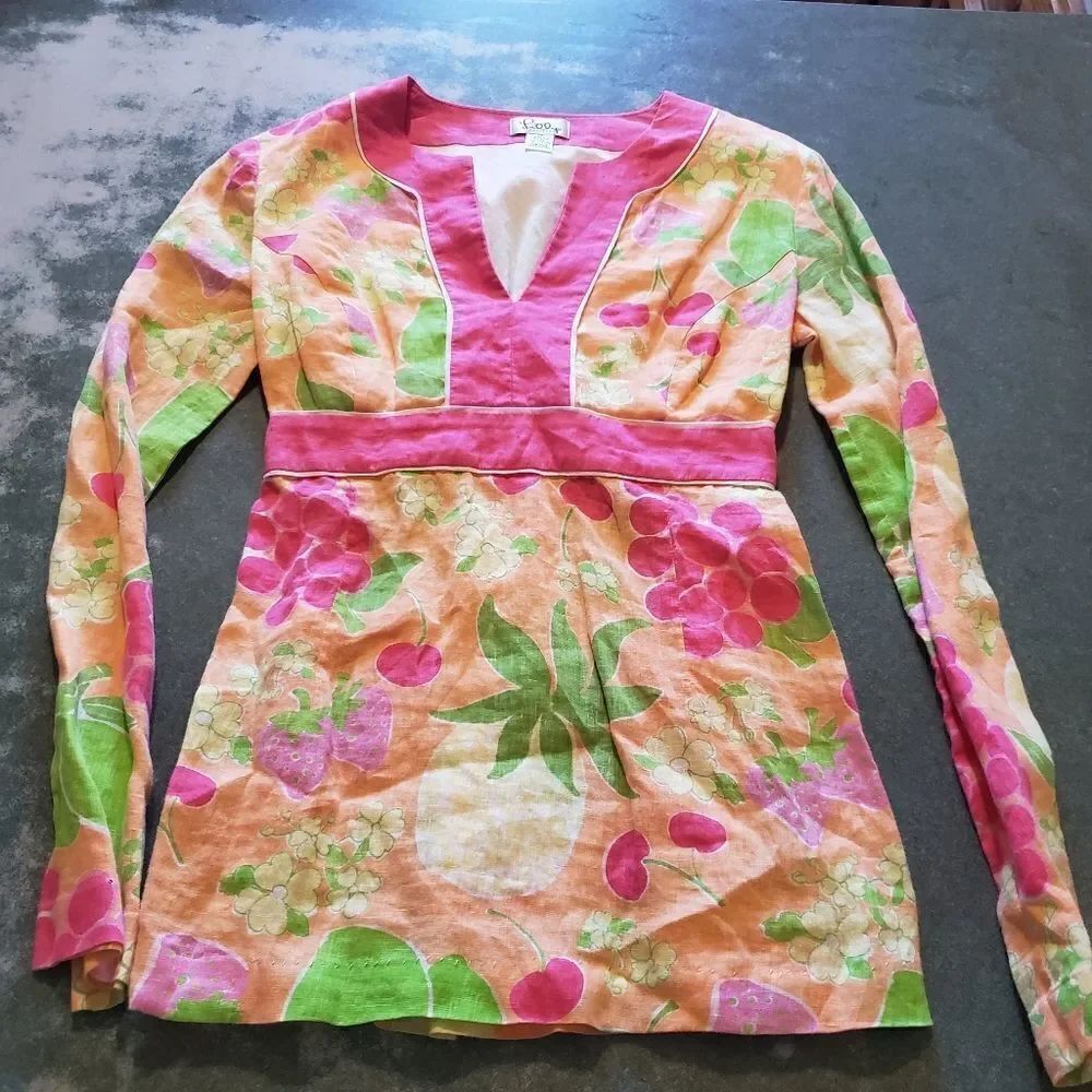 Lilly Pulitzer sangria orange&pink floral tunic size XS